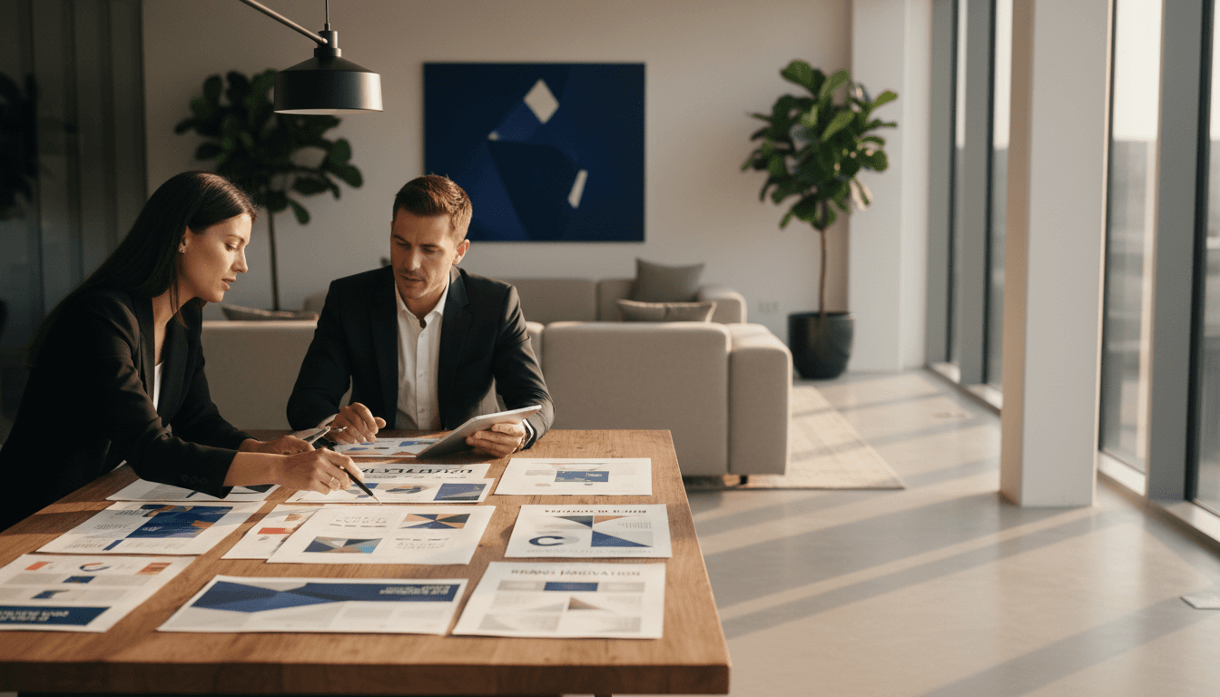 Professional B2B advertising agency team collaborating in a modern London office